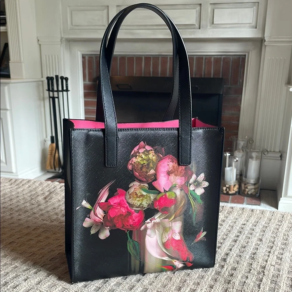 Ted Baker London Black Tote with Pink Floral Design - Picture 3 of 5